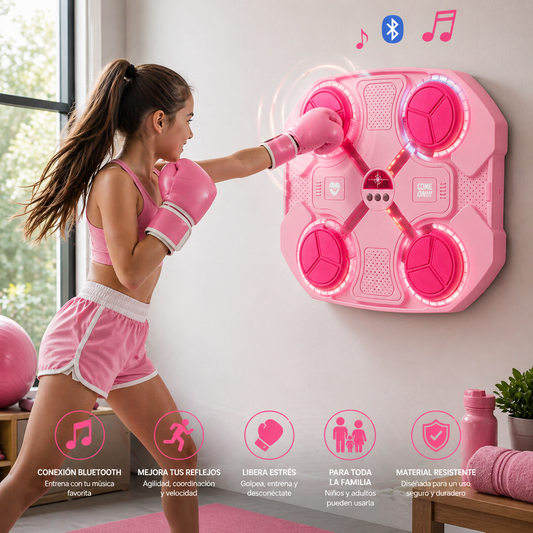 Maquina De Boxeo Musical Rosada + obtén guantes de regalo solo por hoy